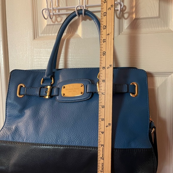 Michael Kors Hamilton Navy & Light Blue Large Leather Satchel Shoulder Bag - Picture 10 of 10